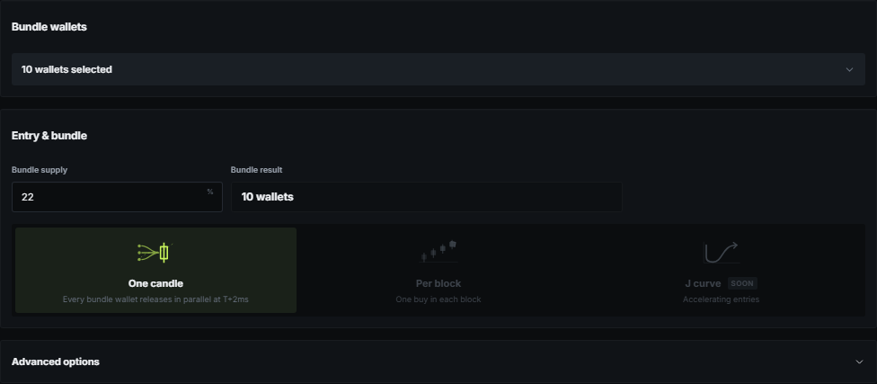 The Kira project Bundle page with wallet selection, supply, and entry pattern