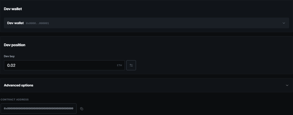The Kira project Dev page with wallet and dev position controls